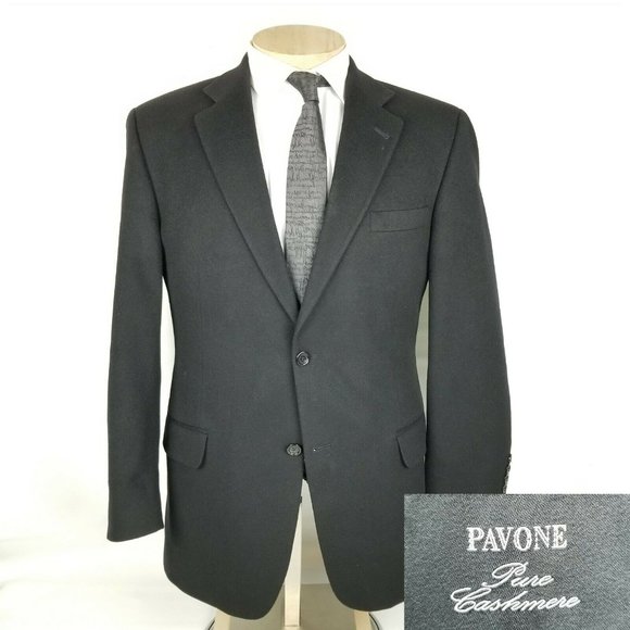 Pavone Mens Sport Coat 42R Pure Cashmere Black - Picture 1 of 12
